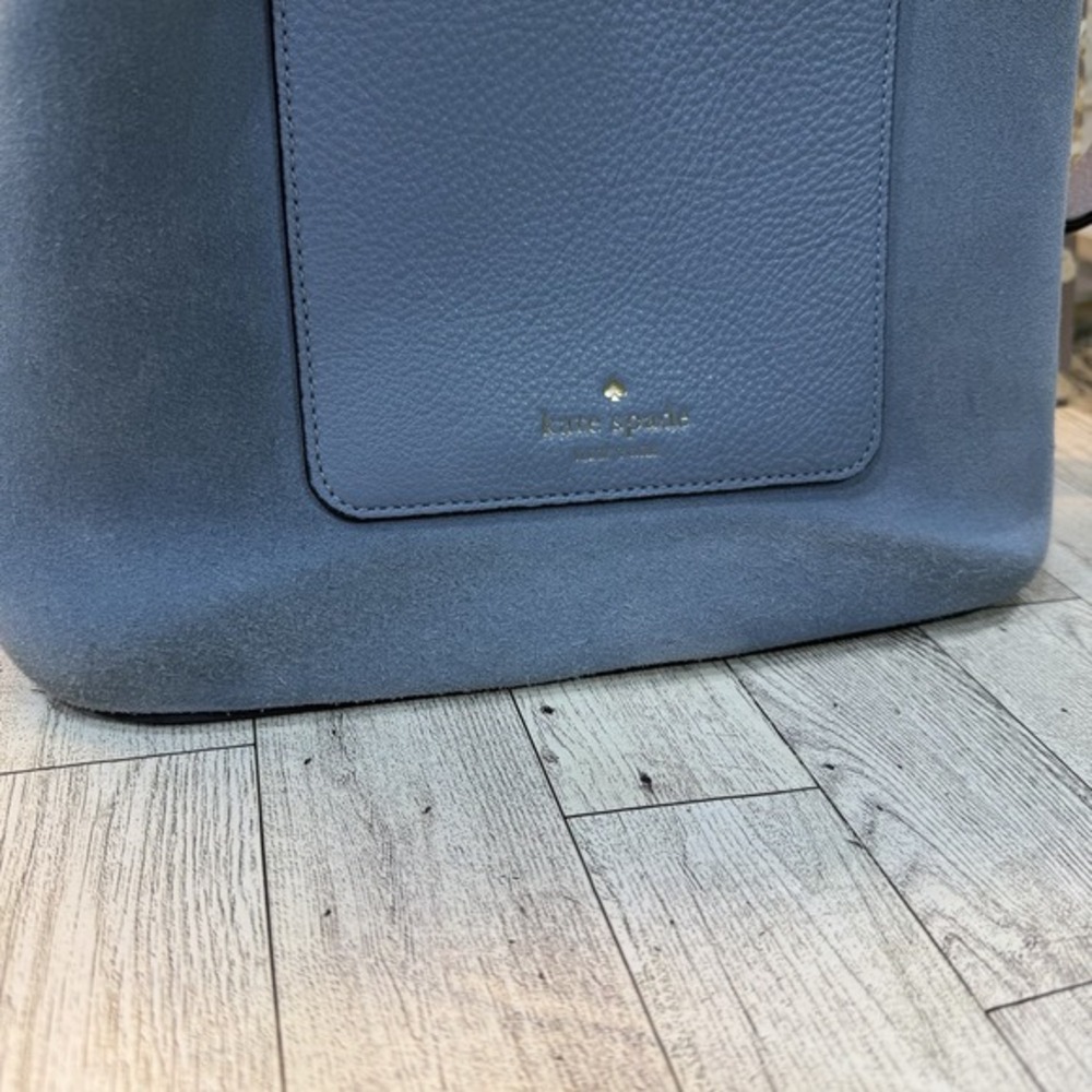 Kate Spade Marti Suede Large Bucket Bag Shoulder‎ Bag Crossbody Dusty Blue - Picture 3 of 14